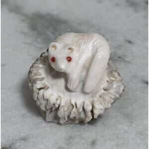 Zuni Max Laate Signed Carved Antler Bear Fetish